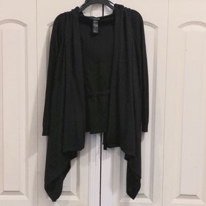 Black hooded sweater cardigan
